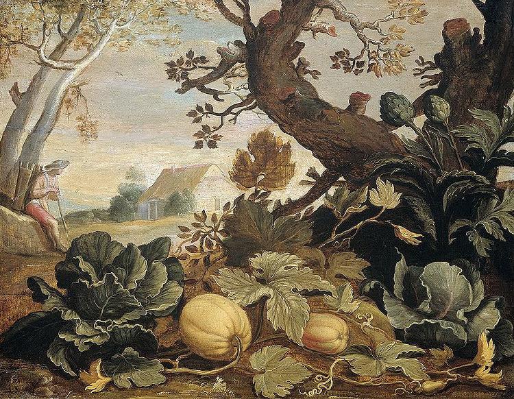 Abraham Bloemaert Landscape with fruit and vegetables in the foreground